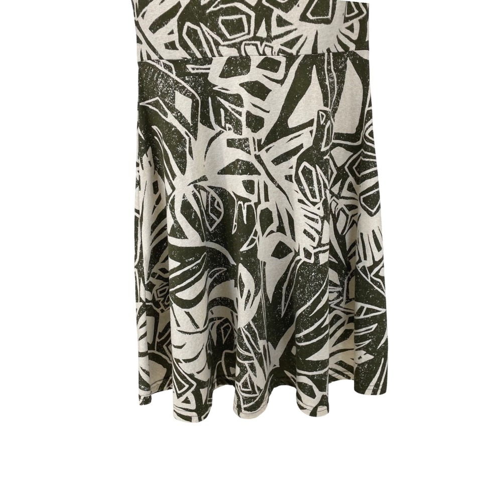 Chaps Womens Olive Green White Tropical Palm Leaf Faux Wrap A-Line Dress Size M - Picture 8 of 16